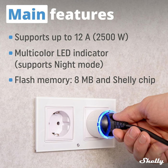 Prise Intelligente Shelly 85366990 Wi-Fi 230 V 10 A