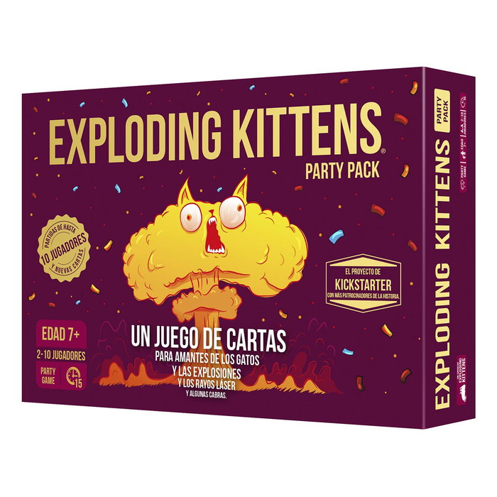 Asmodee Exploding Kittens Party Pack Version Espagnole Jeu de Cartes pour Fêtes jusqu'à 10 Joueurs avec Nouvelles Mécaniques
