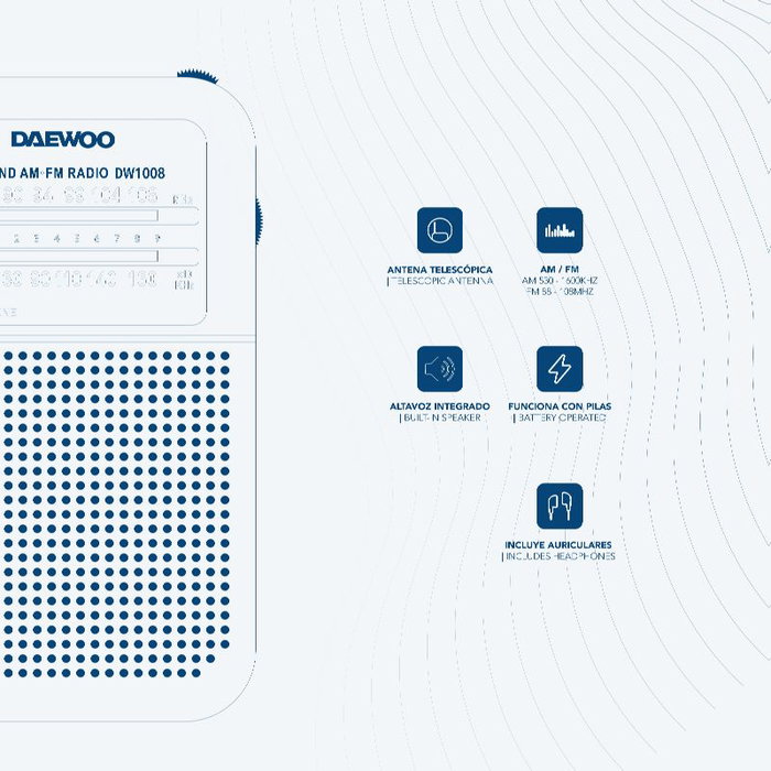 Radio transistor Daewoo DW1008SL Argenté AM/FM Rétro