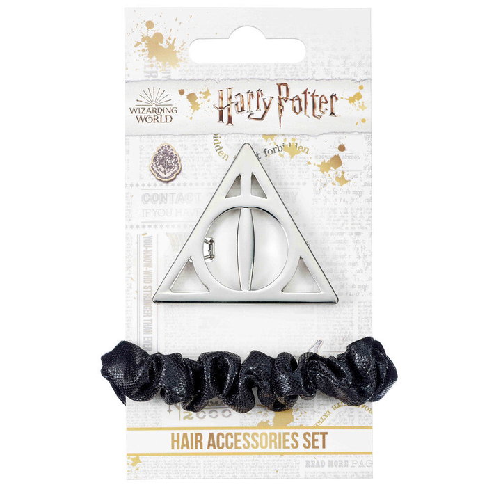 The Carat Shop - Ensemble accessoires cheveux Reliques de la Mort Harry Potter - Coletero élastique avec fermoir - Polyester 100%, élastique, alliage zinc