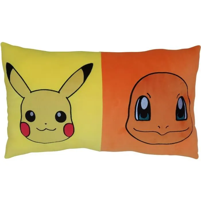 Pokémon - Coussin décoratif double face carré 40x60 cm - Microfibre - Thème Pikachu et Starter Pokémon - Coussin décoratif double face carré 40x60 cm - Microfibre - Thème Pikachu et Starter