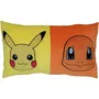 Pokémon - Coussin décoratif double face carré 40x60 cm - Microfibre - Thème Pikachu et Starter