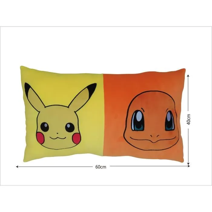 Pokémon - Coussin décoratif double face carré 40x60 cm - Microfibre - Thème Pikachu et Starter Pokémon - Coussin décoratif double face carré 40x60 cm - Microfibre - Thème Pikachu et Starter