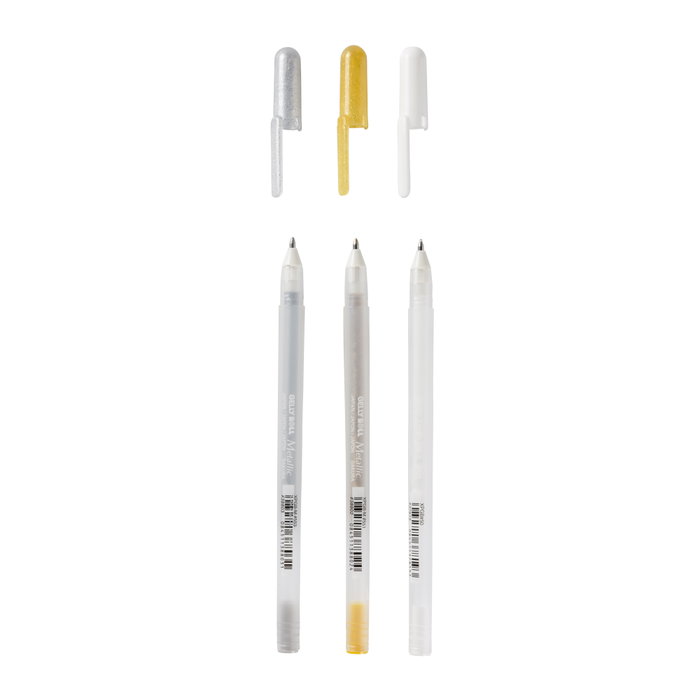 Sakura Gelly Roll Mixed, assortiment de 3 couleurs Or, Argent et Blanc Sakura Gelly Roll Mixed, assortiment de 3 couleurs Or, Argent et Blanc