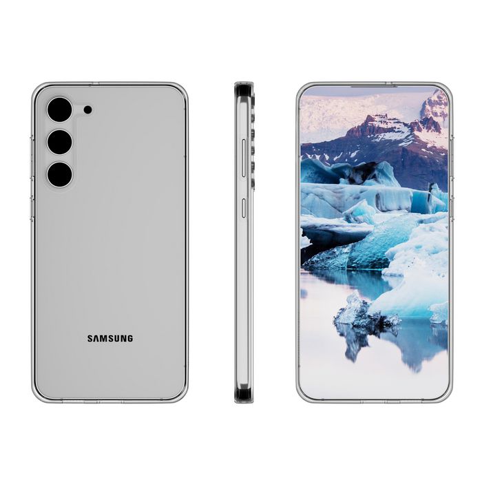dbramante1928 Coque de protection éco-responsable pour Samsung Galaxy S23+, transparente, 100% recyclée, protection des caméras et écran, compatible charge sans fil