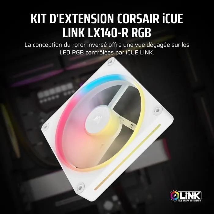 Corsair CO-9051055-WW iCUE LINK LX140R RGB Blanc Ventilateur PC 14cm 2000 tr/min
