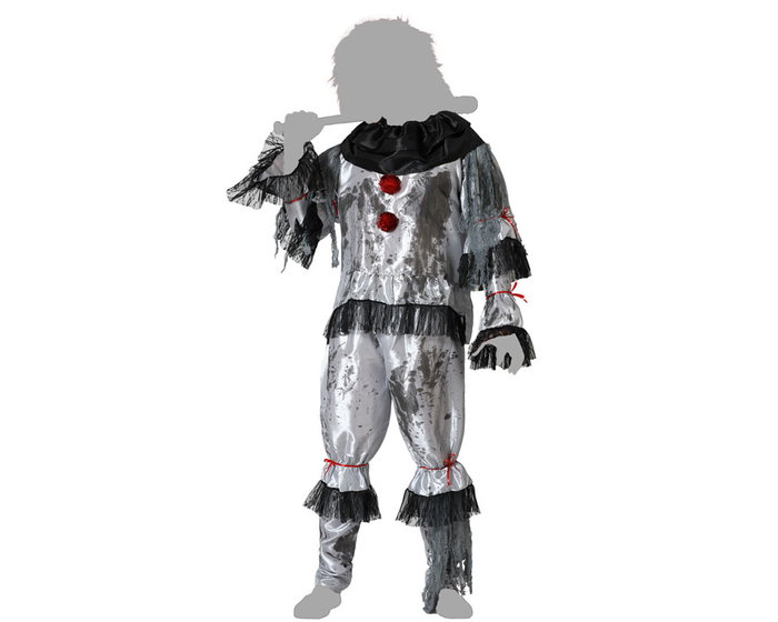 Masquerade Déguisement de Clown Macabre Gris avec Détails Rouges pour Homme Adulte - Taille XL