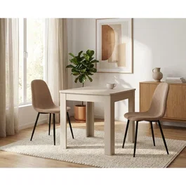 Table à Manger OSLO Carrée Beige 80x80 cm 4 Personnes avec Tiroir