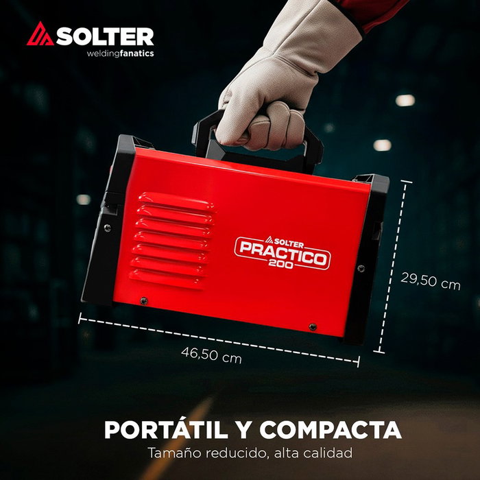 Solter Practico 200 LD 32A Poste à souder inverter compact 200A MMA/TIG avec kit complet 230V Solter Practico 200 LD 32A Poste à souder inverter compact 200A MMA/TIG avec kit complet 230V
