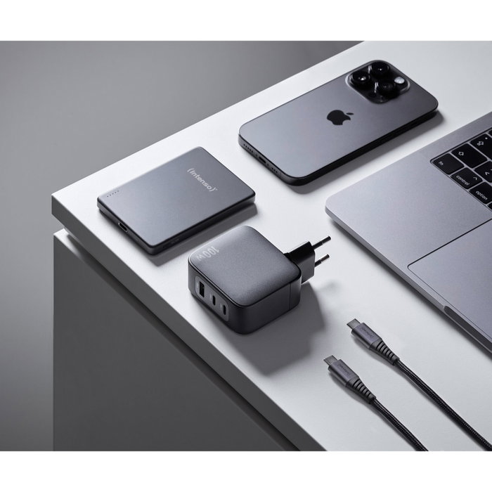 Intenso Kit Chargeur GaN W100ACC avec Câble USB-C