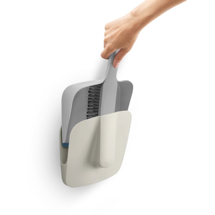 Joseph Joseph CleanTech Set de Balayette et Pelle avec Support Mural Gris