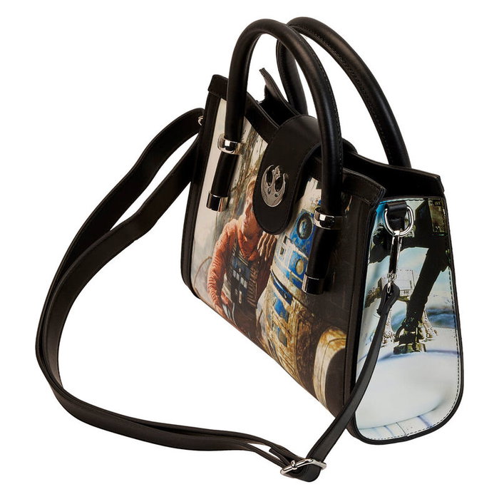 Loungefly - Sacoche Star Wars The Empire Strikes Back Final Frames en cuir végan - Dimensions 28.7 x 23.7 x 8.7 cm, bandoulière réglable, détails imprimés Loungefly - Sacoche Star Wars The Empire Strikes Back Final Frames en cuir végan - Dimensions 28.7 x 23.7 x 8.7 cm, bandoulière réglable, détails imprimés