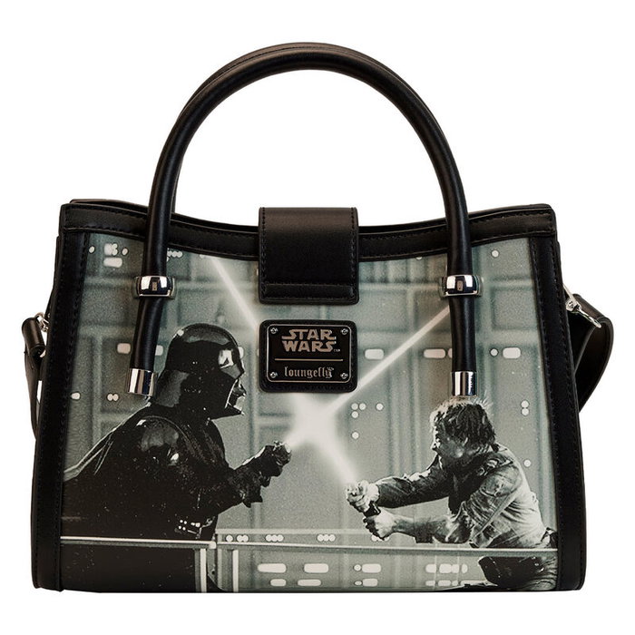Loungefly - Sacoche Star Wars The Empire Strikes Back Final Frames en cuir végan - Dimensions 28.7 x 23.7 x 8.7 cm, bandoulière réglable, détails imprimés Loungefly - Sacoche Star Wars The Empire Strikes Back Final Frames en cuir végan - Dimensions 28.7 x 23.7 x 8.7 cm, bandoulière réglable, détails imprimés