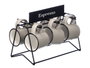 Vessia Set de 6 Tasses à Café Gris avec Support 100 ml Porcelaine et Métal 23 x 17 x 15 cm (Set de 6)