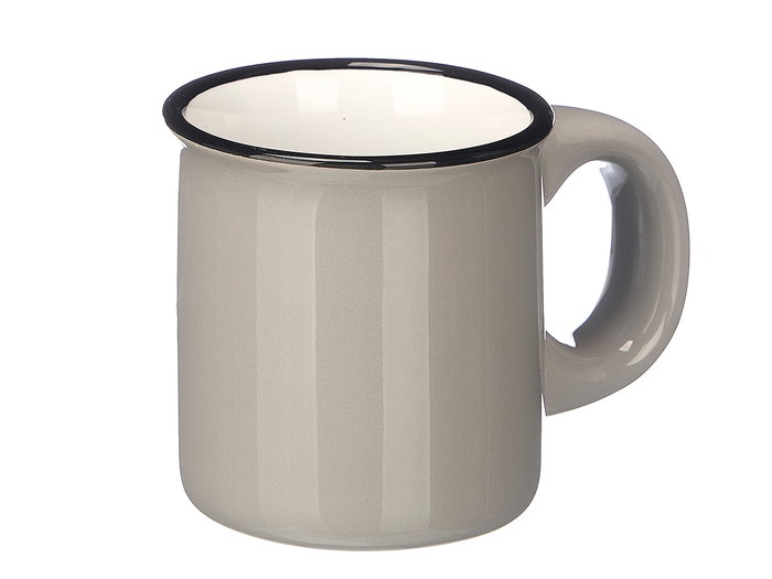 Vessia Set de 6 Tasses à Café Gris avec Support 100 ml Porcelaine et Métal 23 x 17 x 15 cm (Set de 6)