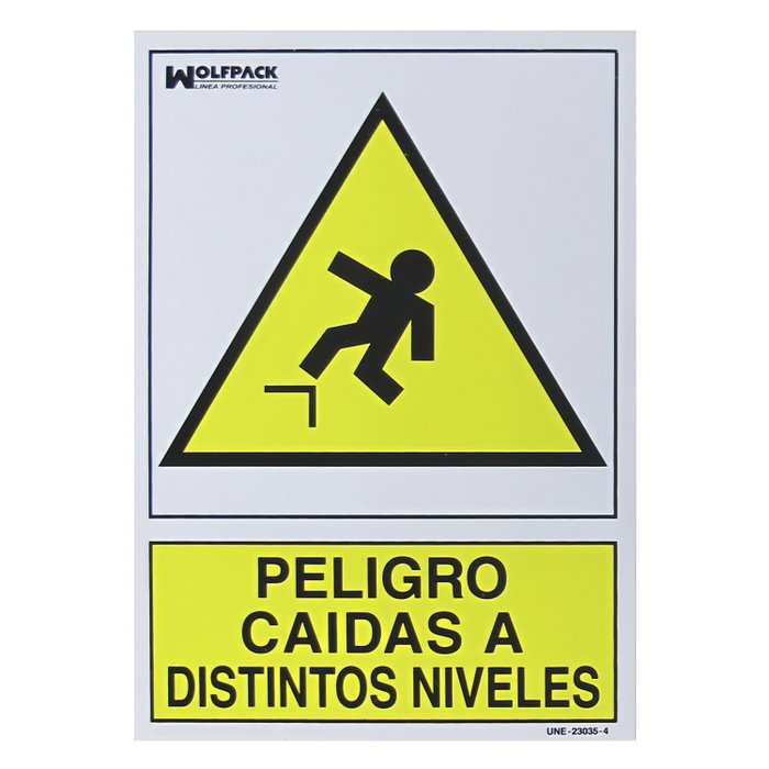 WOLFPACK LINEA PROFESIONAL Panneau Peligro Caidas a Distintos Niveles 21x30 cm