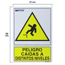 WOLFPACK LINEA PROFESIONAL Panneau Peligro Caidas a Distintos Niveles 21x30 cm