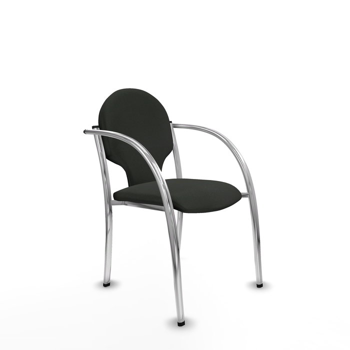Silla Hellín tapizada con Tela color Negro. Brazos fijos Silla Hellín tapizada con Tela color Negro. Brazos fijos