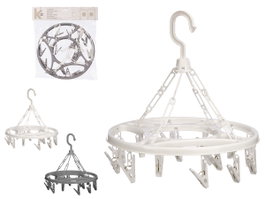 Arte Regal Séchoir à linge rond suspendu plastique blanc/gris 30x4x30 cm (Set de 24)