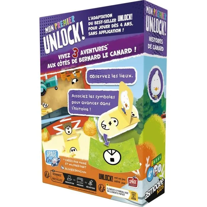 Asmodee Mon Premier Unlock! : Histoires de Canard - Jeu d'enquête et d'observation pour enfants dès 4 ans, Langue Française