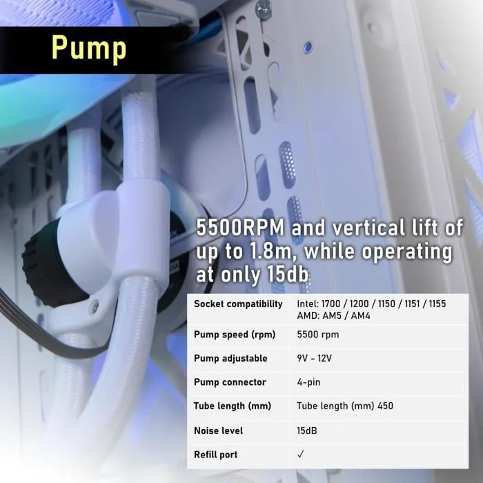 Bitfenix Cube AIO 360 (Blanc) - Watercooling Tout-en-Un - Ventilateur 3x120mm PWM ARGB - Compatible Intel LGA 1700/1200/115x et AMD AM5/AM4