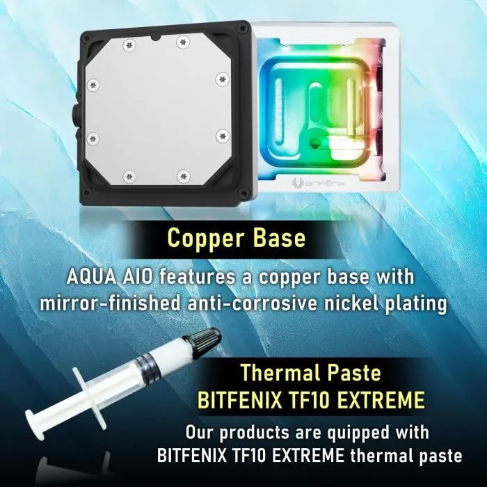 Bitfenix Cube AIO 360 (Blanc) - Watercooling Tout-en-Un - Ventilateur 3x120mm PWM ARGB - Compatible Intel LGA 1700/1200/115x et AMD AM5/AM4