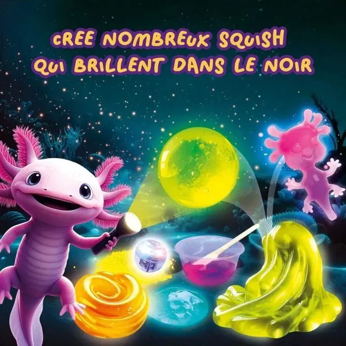 Lisciani Kit d'expériences scientifiques phosphorescentes SLUMI Science Squishy de la Nuit, pour enfants à partir de 6 ans, fabrication d'un jouet squishy brillant dans le noir