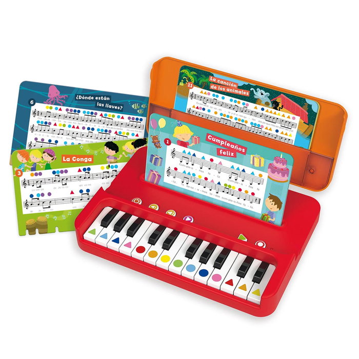 Diset Yo Aprendo A Tocar El Piano 1120200286 - Petit piano portable éducatif en espagnol pour enfants dès 5 ans - 12 partitions de chansons