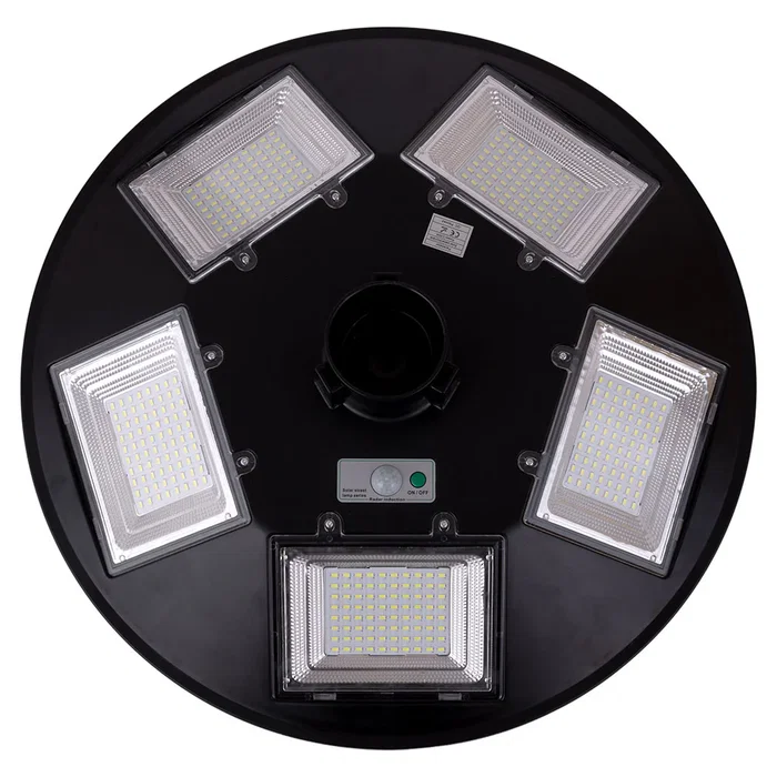 Lampadaire Solaire LED 150W 15000Lm 4000K IP67 avec Panneau 6V 18W et Batterie 3.2V 15000mAh, Éclairage Public Crépusculaire avec Détection de Mouvement