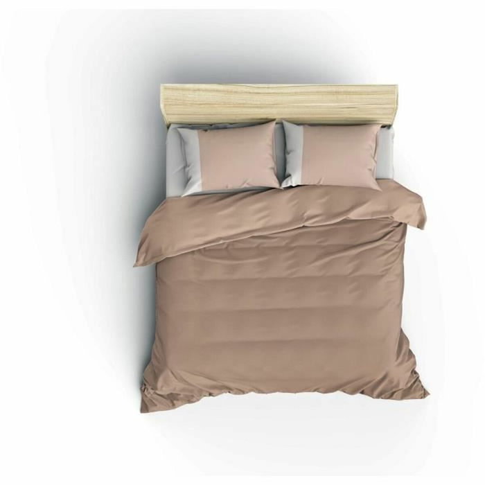 BigBuy Home Parure de couette en coton renforcé Vison et Crème, 220 x 240 cm BigBuy Home Parure de couette en coton renforcé Vison et Crème, 220 x 240 cm