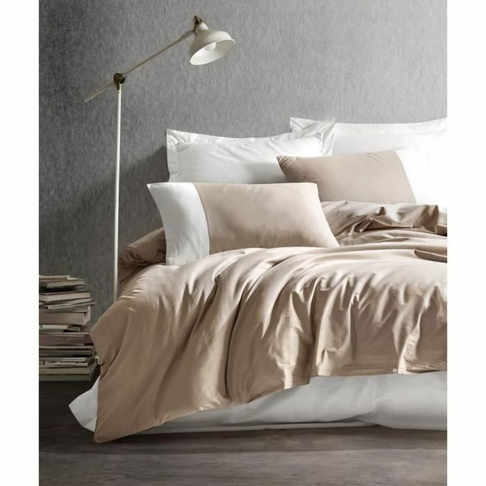 BigBuy Home Parure de couette en coton renforcé Vison et Crème, 220 x 240 cm BigBuy Home Parure de couette en coton renforcé Vison et Crème, 220 x 240 cm