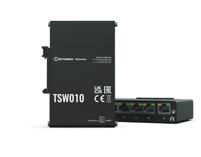 Teltonika Networks TSW010 - Commutateur industriel Ethernet non géré 5 ports (10/100 Mbps) avec support de montage rail DIN intégré Teltonika Networks TSW010 - Commutateur industriel Ethernet non géré 5 ports (10/100 Mbps) avec support de montage rail DIN intégré