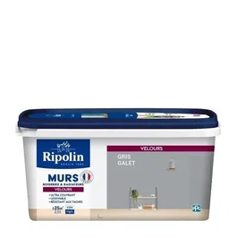 Ripolin Peinture Velours pour Murs, Boiseries et Radiateurs - Gris Galet - Intérieur, Haute Opacité, Aspect Soyeux, Lessivable