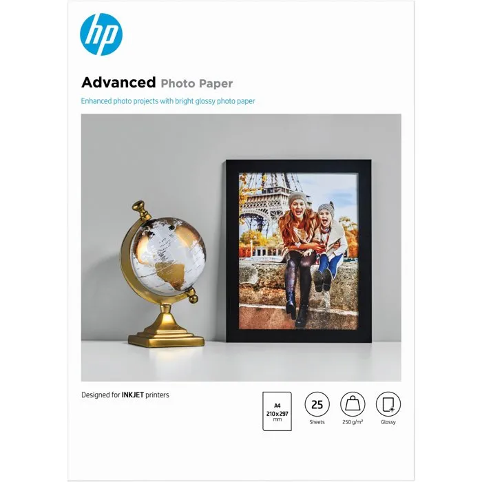 HP Papier photo brillant Advanced - 25 feuilles A4 (210 x 297 mm) - Réf. Q5456A HP Papier photo brillant Advanced - 25 feuilles A4 (210 x 297 mm) - Réf. Q5456A