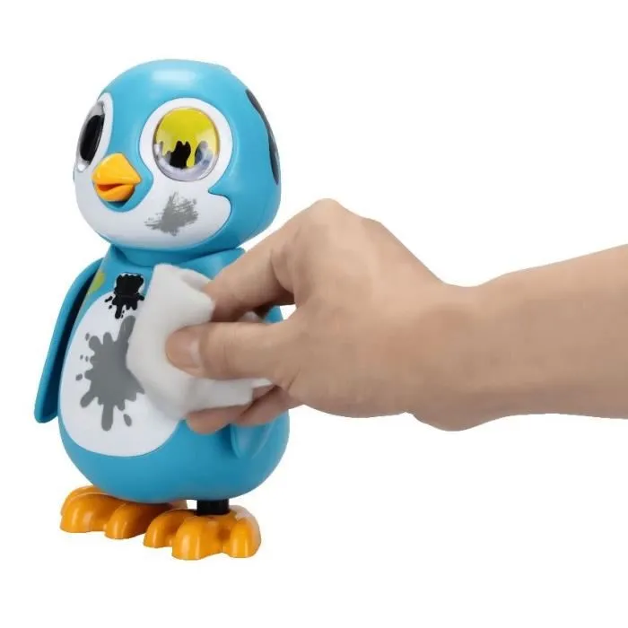 Silverlit Rescue Penguin - Pingouin interactif bleu, 20 émotions, coeur lumineux changeant, pack unboxing avec serviette, vêtements et poisson - Jouet pour enfant dès 5 ans