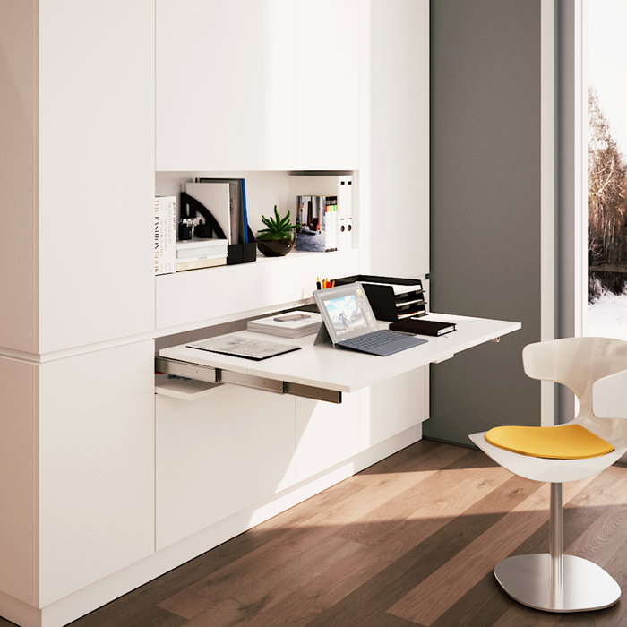 Emuca Coulisses pour table à rallonge Lunch brossé, Aluminium, Inox anodisé