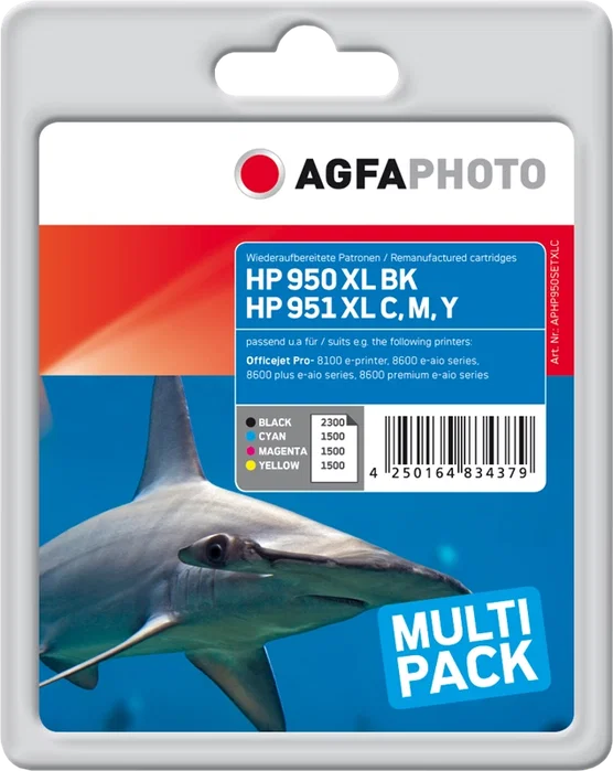 Agfa Photo Multipack de cartouches d'encre compatible HP 950XL/951XL (Noir, Cyan, Magenta, Jaune)