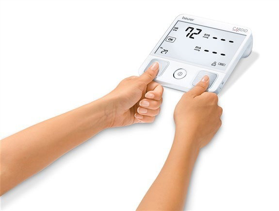 Beurer BM-93 Tensio-mètre brassard avec fonction ECG Bluetooth, mesure tension artérielle et fréquence cardiaque, écran LCD rétroéclairé