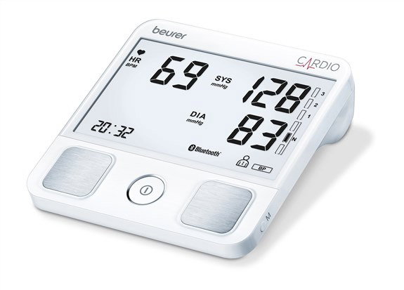 Beurer BM-93 Tensio-mètre brassard avec fonction ECG Bluetooth, mesure tension artérielle et fréquence cardiaque, écran LCD rétroéclairé
