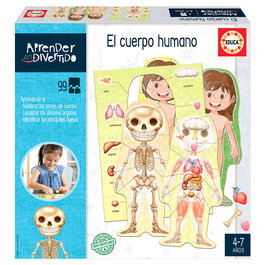 EDUCA BORRAS - El Cuerpo Humano, Puzzle éducatif en espagnol sur le corps humain, 98 pièces, pour enfants de 4 à 7 ans, apprentissage des organes, os et parties du corps