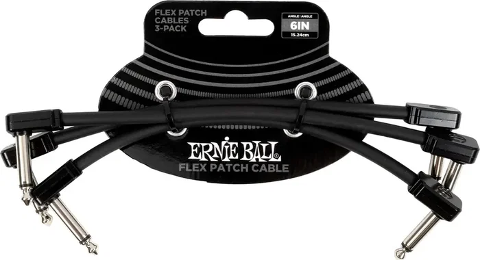 Ernie Ball Cable Flex Patch 6" Noir - Lot de 3 Câbles pour Pédalier