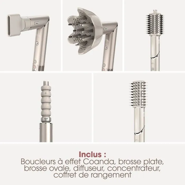 Shark FlexStyle HD446SLEU - Séchoir et styleur 2-en-1 - 5 accessoires - Champagne - 1400 W - Édition 2024 - Parfait pour tous types de cheveux