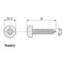 UCAFIX Vis à filetage bois tête ronde Pozidriv 35mm x 4mm