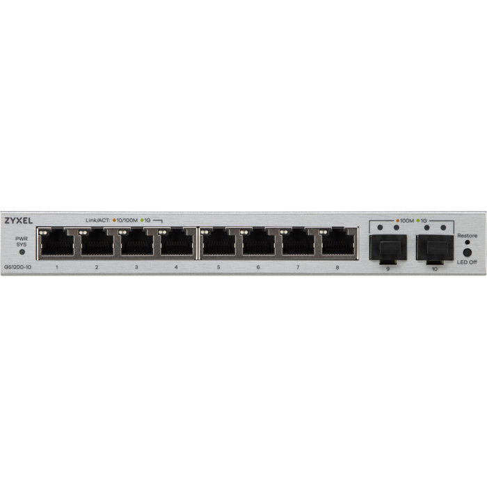 Zyxel GS1200-10V3 8 Port Smart Managed Gb Switch 2x SFP Zyxel GS1200-10V3 8 Port Smart Managed Gb Switch 2x SFP