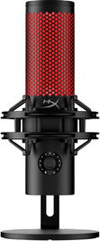 HyperX 872V1AA Microphone USB QuadCast S avec suspension anti-vibration, filtre anti-pop, LED RGB et contrôle tactile - Rouge/Noir