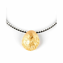 Shabama Collier CALOBRA LUXE NOIR & BLANC en laiton et cuir