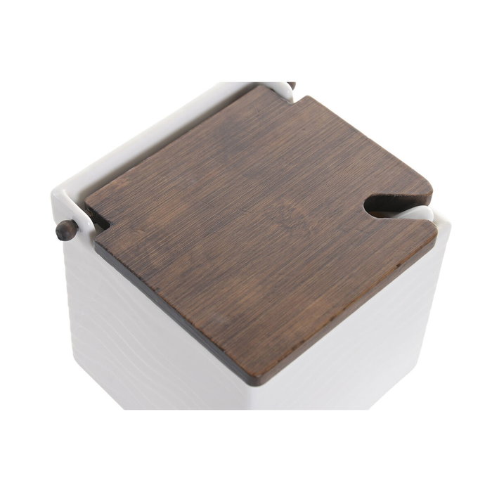 Home ESPRIT Salière avec couvercle Blanc Brun foncé Bambou Porcelaine Home ESPRIT Salière avec couvercle Blanc Brun foncé Bambou Porcelaine