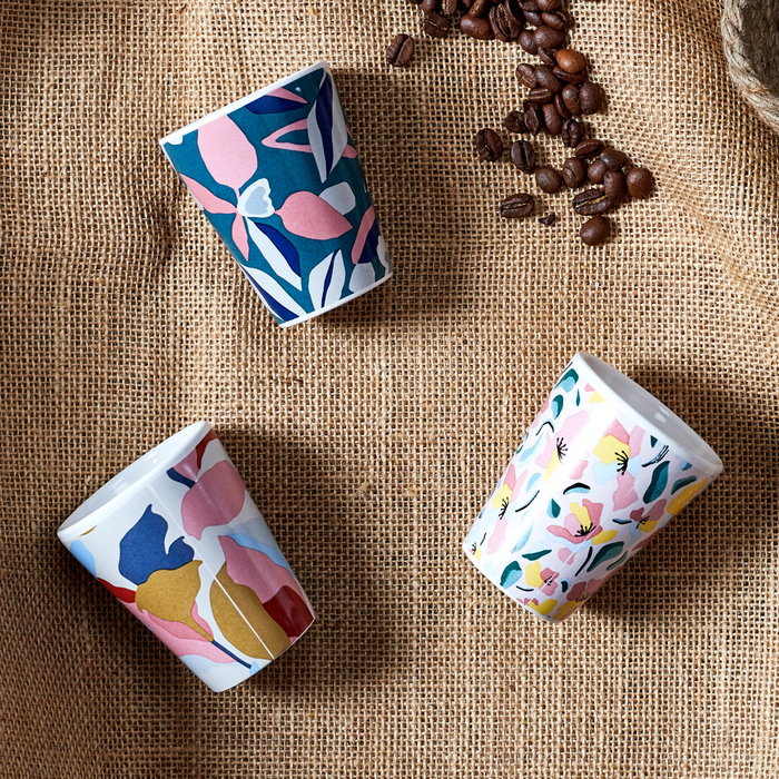 Home Deco Factory Vaso Espresso 70 ml Flores en grès