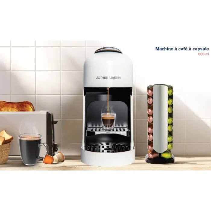 Arthur Martin AMN230B - Machine à café à capsules 1400W - Préparation rapide expresso et lungo - Compatible Nespresso