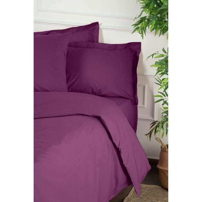 BigBuy Home Parure de couette Violet 3 pièces en coton renforcé